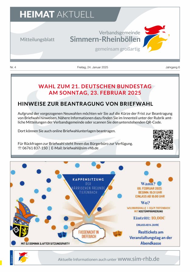 Heimat Aktuell - Mitteilungsbl der VG Simmern-Rheinböllen Ausg Simmern Titelblatt 04/2025