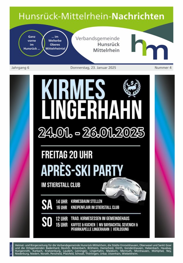 Hunsrück-Mittelrhein Nachrichten Ausgabe St Goar Oberwesel Titelblatt 04/2025