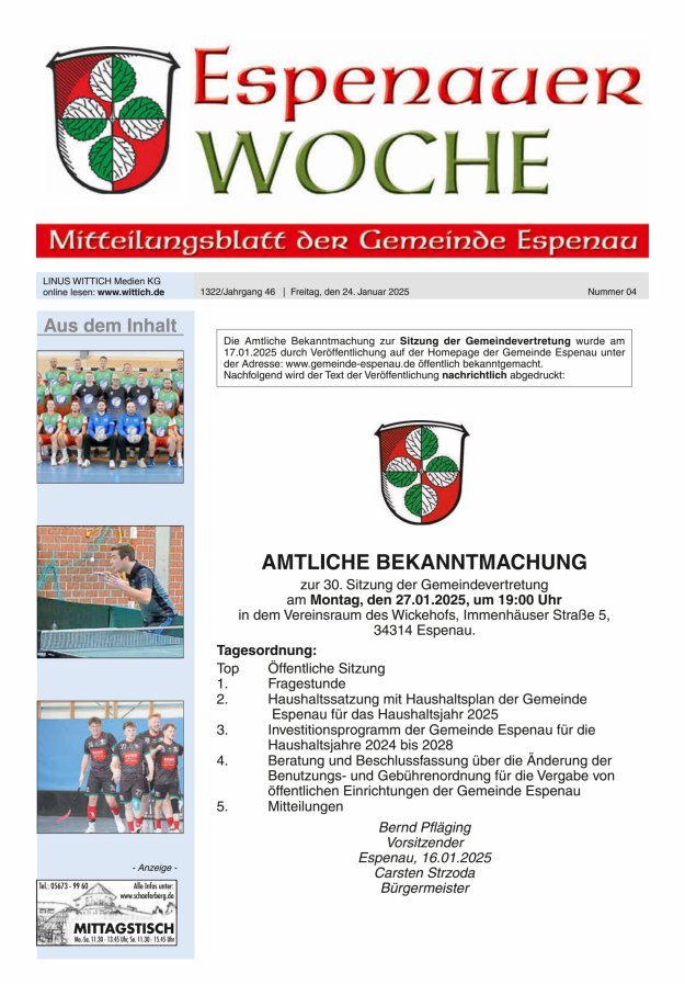 Espenauer Woche Titelblatt 04/2025