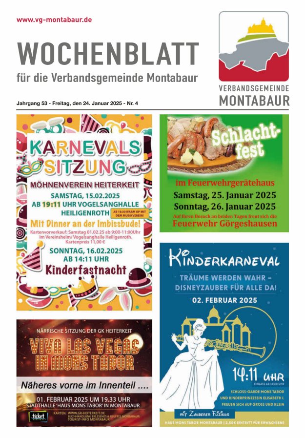 Wochenblatt der Verbandsgemeinde Montabaur Titelblatt 04/2025