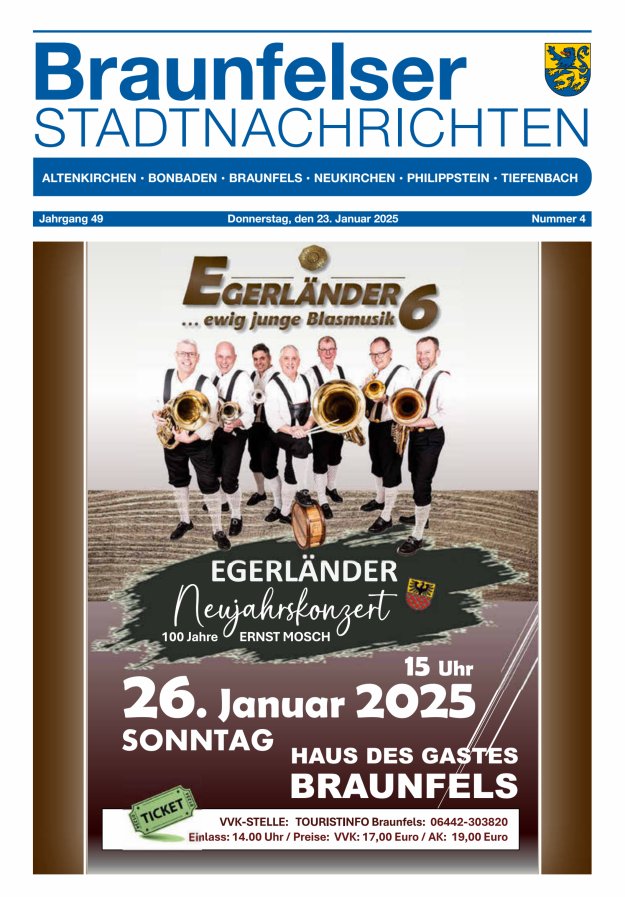 Braunfelser Stadtnachrichten Titelblatt 04/2025
