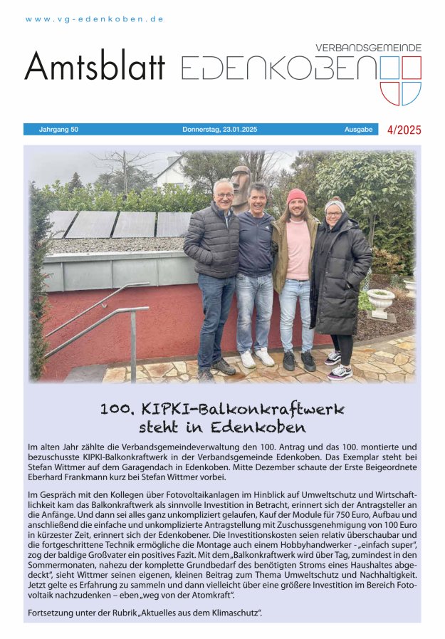 Amtsblatt VG Edenkoben Titelblatt 04/2025