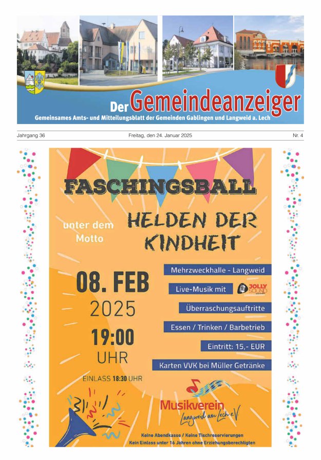 Der Gemeindeanzeiger - Gablingen Langweid Titelblatt 04/2025