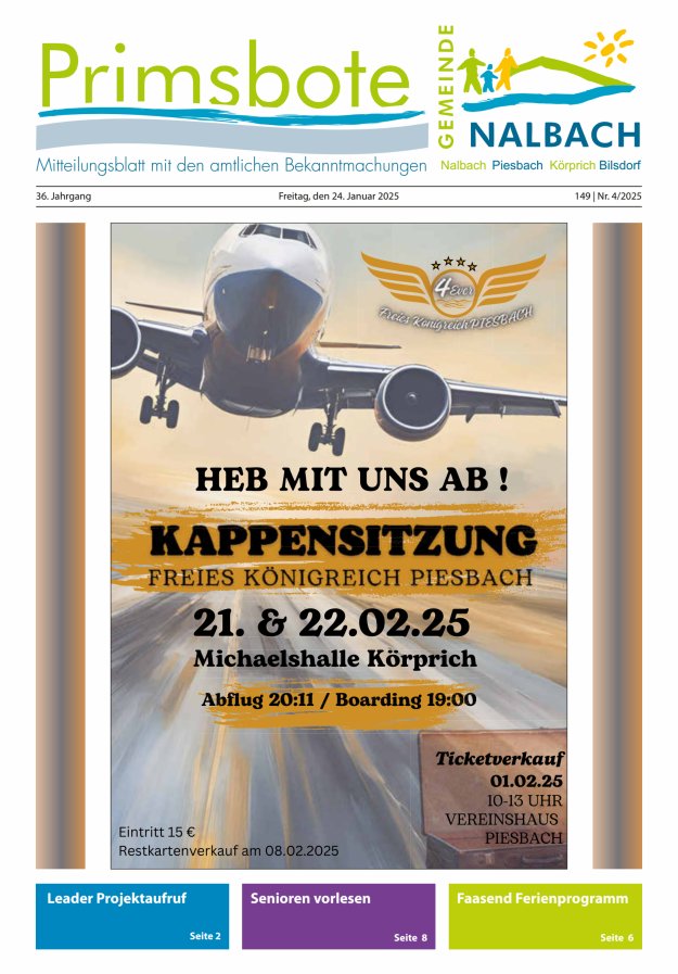 Primsbote Gemeinde Nalbach Titelblatt 04/2025