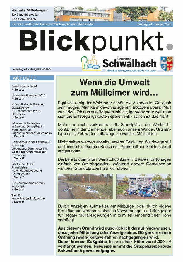 Blickpunkt Schwalbach Titelblatt 04/2025
