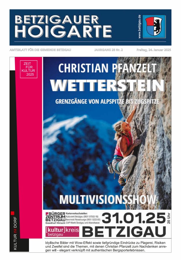 Betzigauer Hoigarte Amtsblatt der Gemeinde Betzigau Titelblatt 02/2025