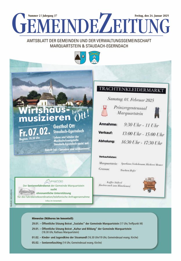 Marquartsteiner und Staudach-Egerndacher Nachrichten Titelblatt 02/2025