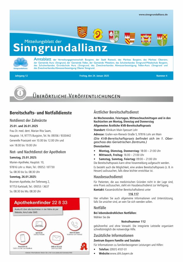 Mitteilungsblatt der Sinngrundallianz Titelblatt 04/2025