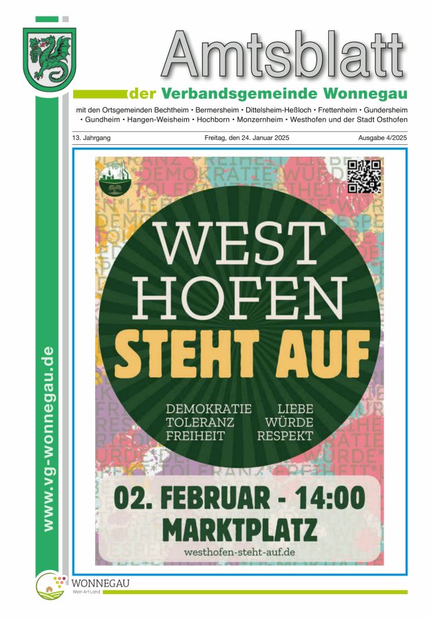 Amtsblatt VG Wonnegau Titelblatt 04/2025