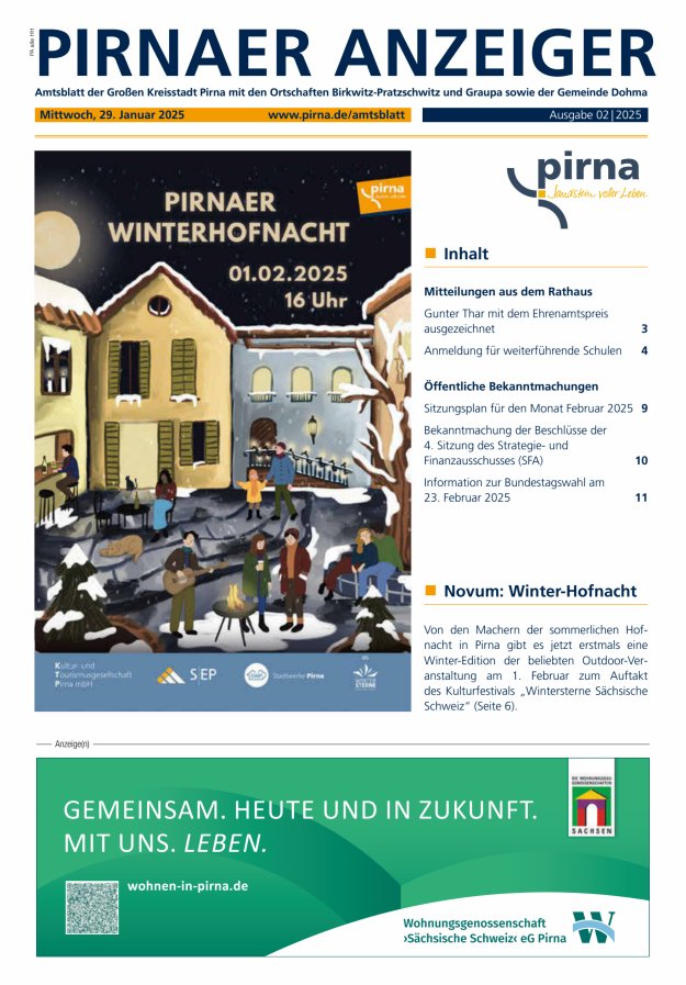 Pirnaer Anzeiger Titelblatt 02/2025