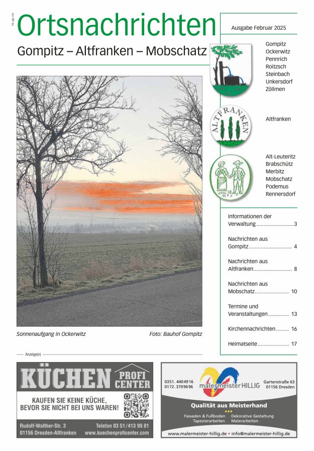 Ortsnachrichten Gompitz - Altfranken - Mobschatz Titelblatt 01/2025