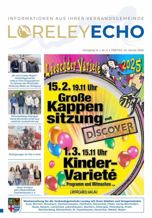 Loreley-Echo - Mitteilungsblatt der Verbandsgemeinde Loreley (Braubach) Titelblatt 04/2025
