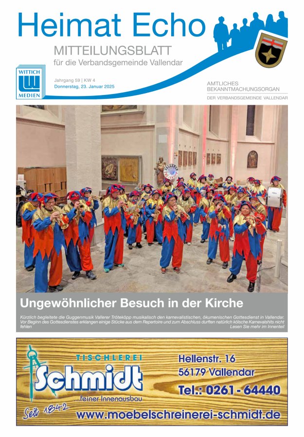 Heimat-Echo - Heimat- und Bürgerzeitung Verbandsgemeinde Vallendar Titelblatt 04/2025