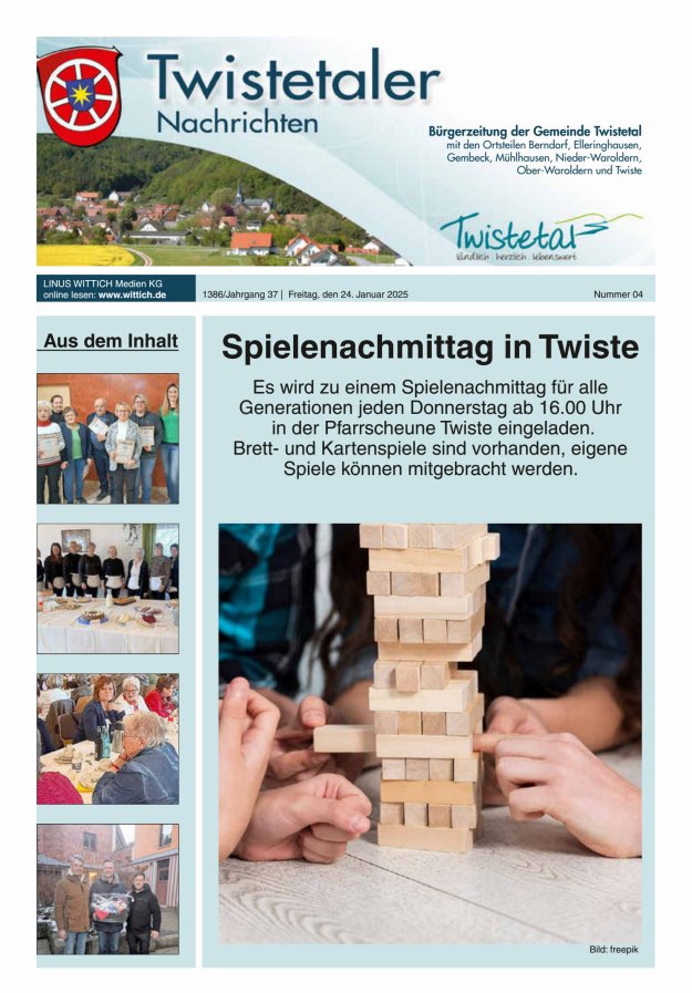 Twistetaler Nachrichten Titelblatt 04/2025