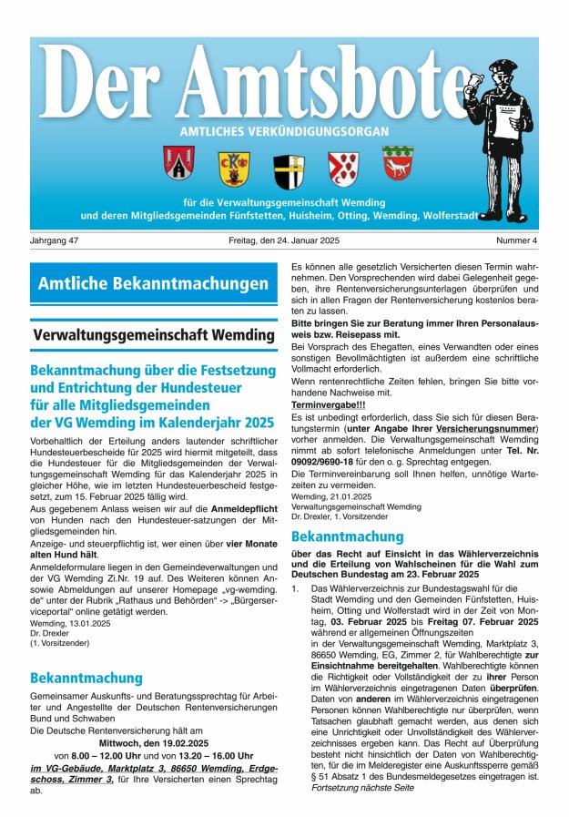 Der Amtsbote - Wemding Verwaltungsgemeinschaft Titelblatt 04/2025