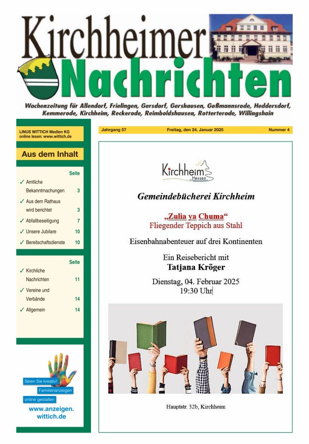 Kirchheimer Nachrichten Titelblatt 04/2025