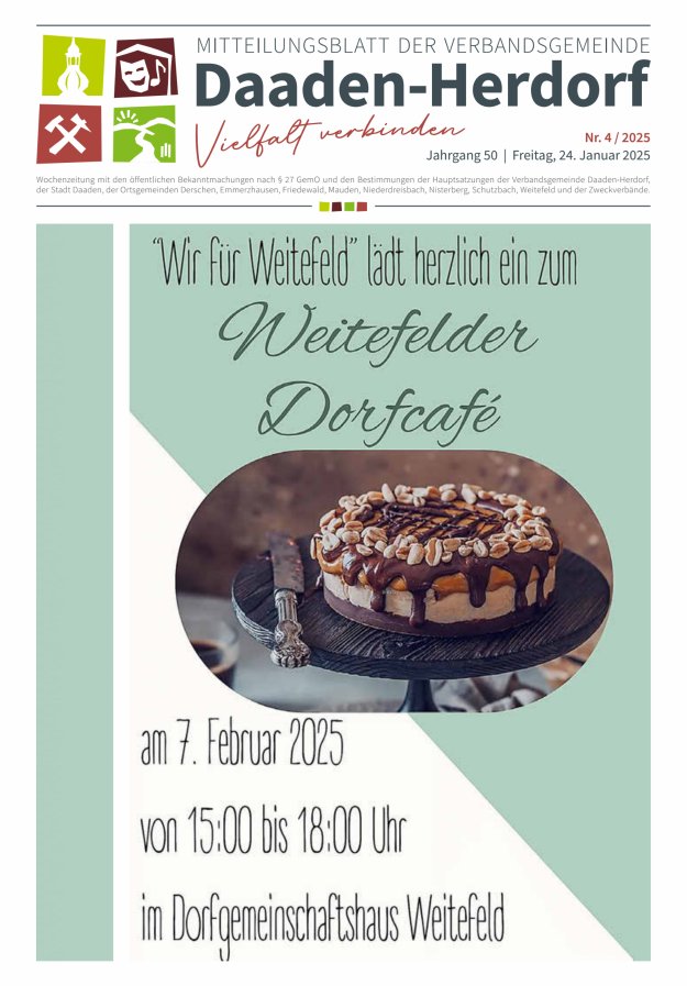 Mitteilungsblatt der Verbandsgemeinde Daaden-Herdorf Titelblatt 04/2025