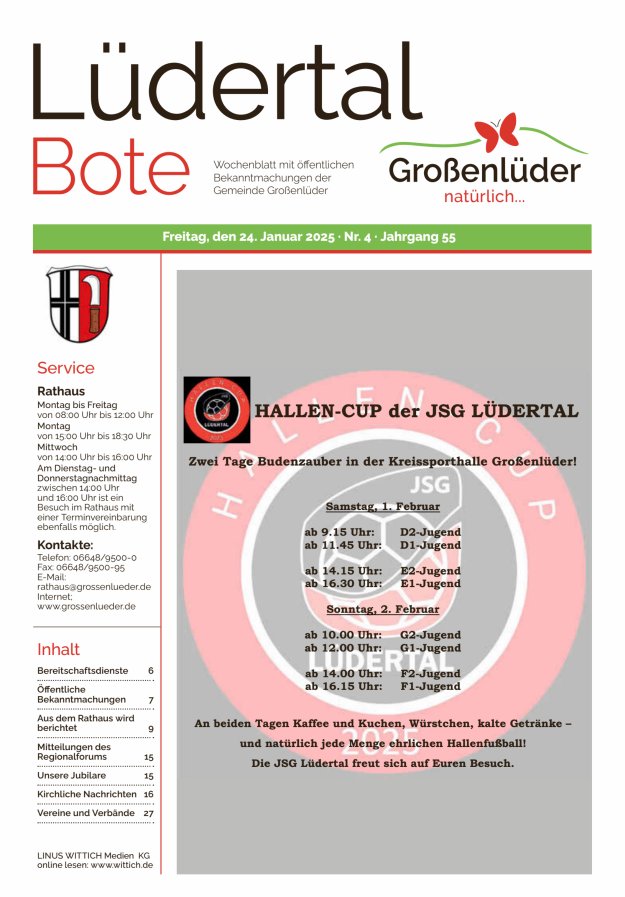 Wochenblatt mit öffentlichen Bekanntmachungen der Gemeinde Großenlüder Titelblatt 04/2025