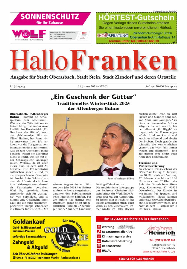 Hallo Franken Fürther Umland Titelblatt 01/2025