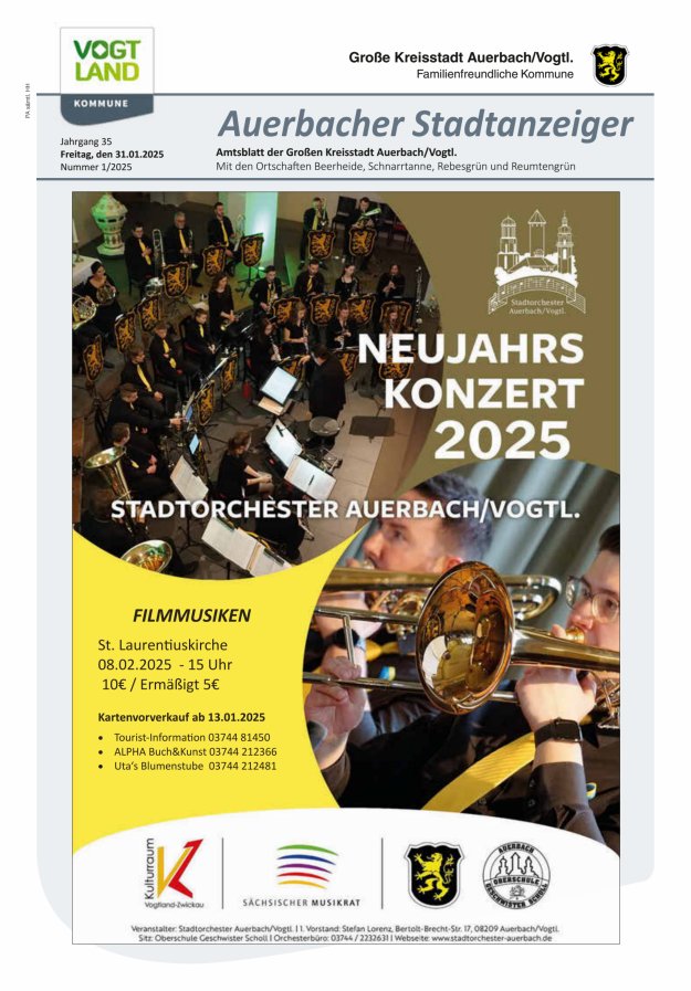 Auerbacher Stadtanzeiger Titelblatt 01/2025