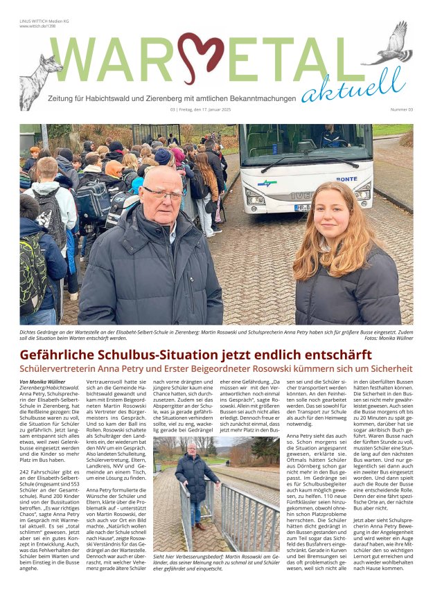 Warmetal aktuell (Habichtswald + Zierenberg) Titelblatt 03/2025