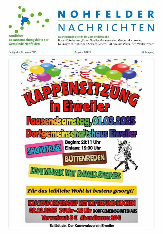 Nohfelder Nachrichten Titelblatt 04/2025