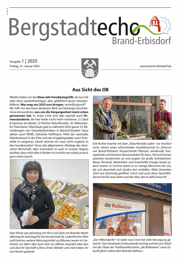 Bergstadtecho Brand-Erbisdorf Titelblatt 01/2025