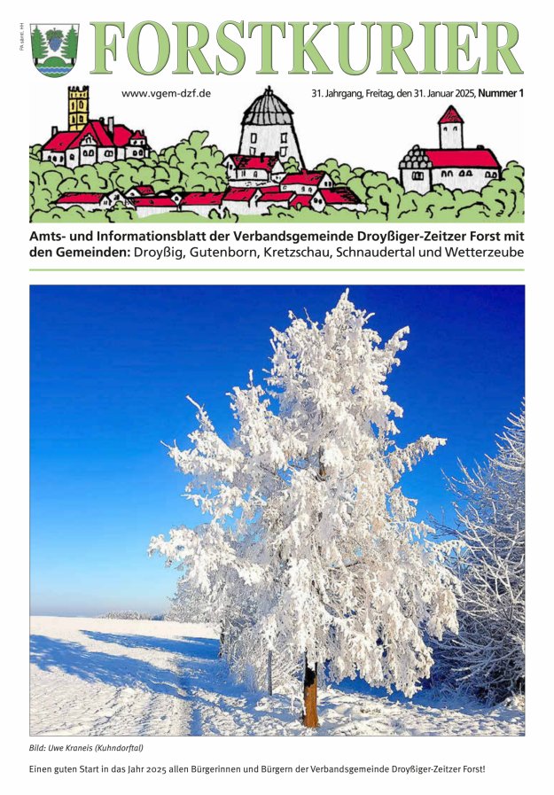Forstkurier Amts- u. Informationsblatt VG Droyßiger-Zeitzer Forst Titelblatt 01/2025