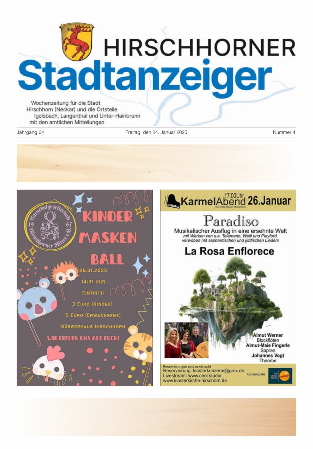 Hirschhorner Stadtanzeiger Titelblatt 04/2025