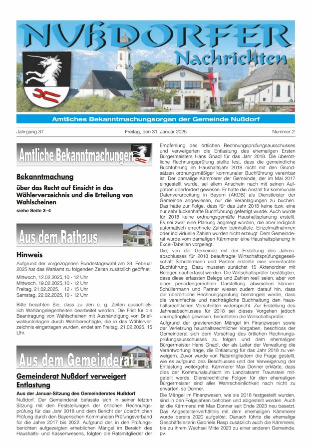 Nußdorfer Nachrichten Titelblatt 02/2025