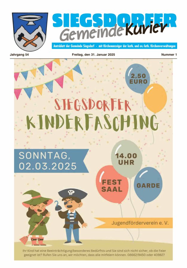 Siegsdorfer Gemeindekurier Titelblatt 01/2025