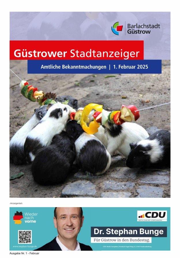 Güstrower Stadtanzeiger Titelblatt 01/2025