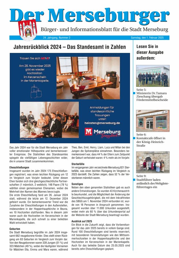Der Merseburger - Bürger- und Informationsblatt für die Stadt Merseburg Titelblatt 02/2025