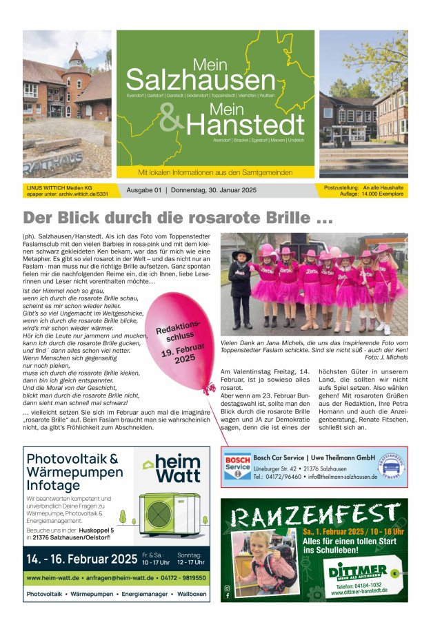 Mein Salzhausen   Mein Hanstedt Titelblatt 01/2025