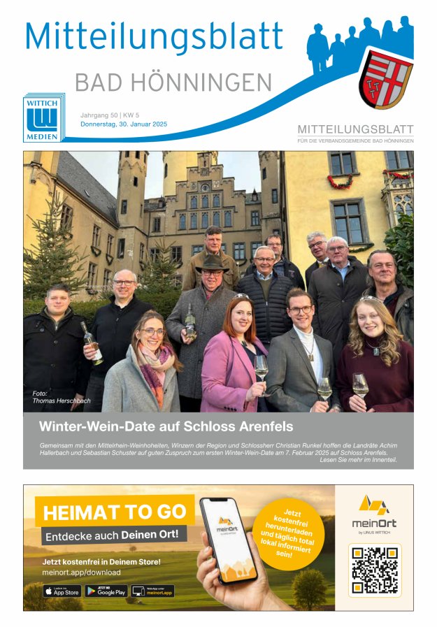Mitteilungsblatt für den Bereich der Verbandsgemeinde Bad Hönningen Titelblatt 05/2025