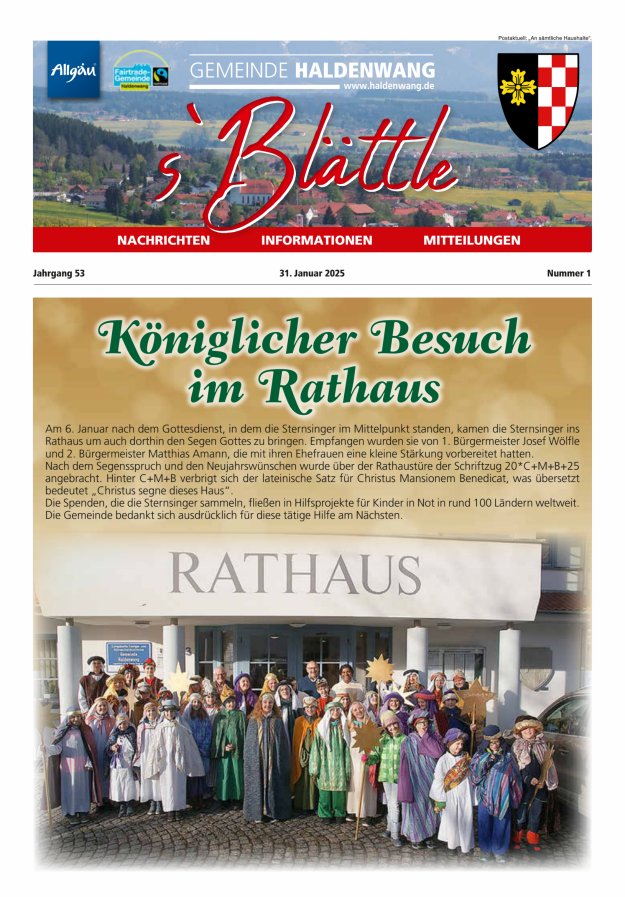 sBlättle der Gemeinde Haldenwang Titelblatt 01/2025