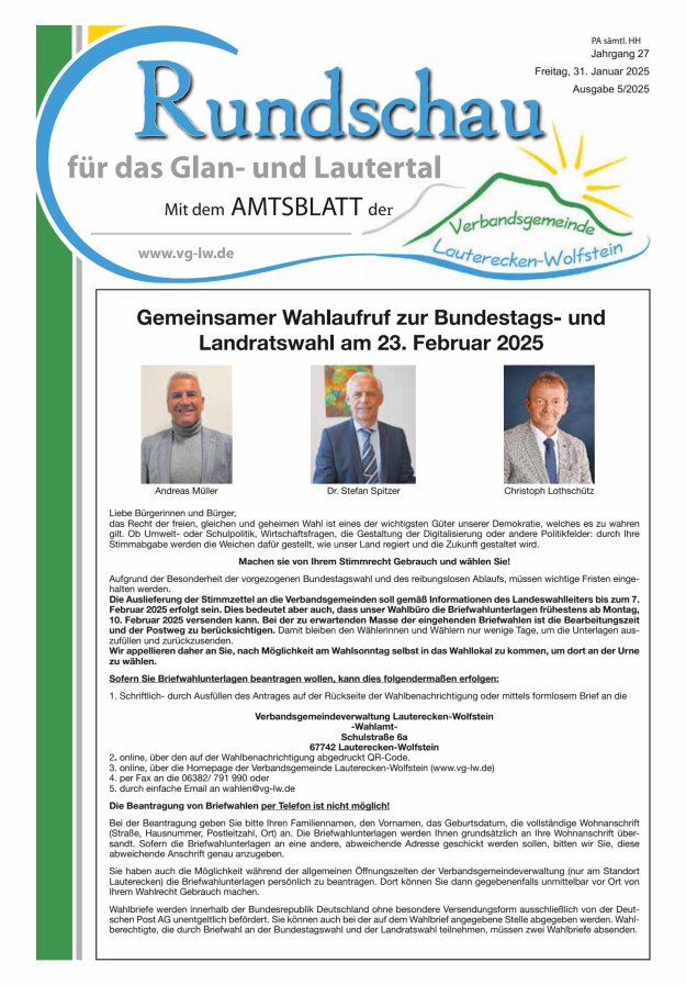 Rundschau für das Glan- und Lautertal Titelblatt 05/2025