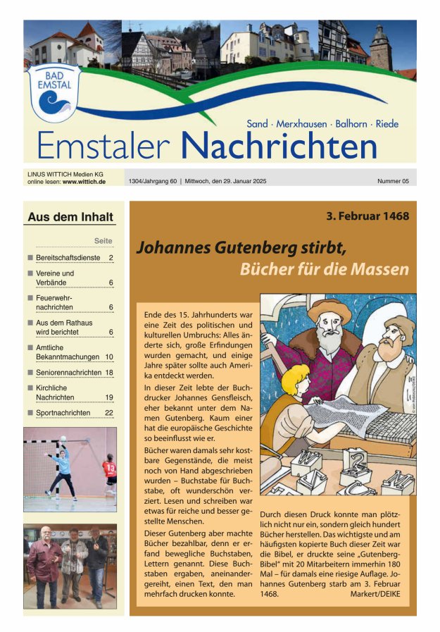 Emstaler Nachrichten Titelblatt 05/2025