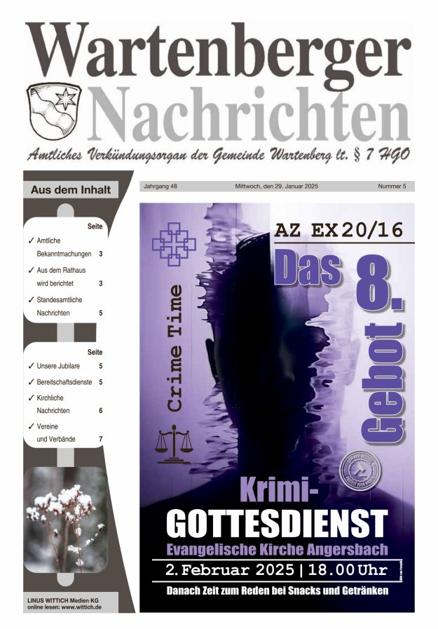 Wartenberger Nachrichten Titelblatt 05/2025