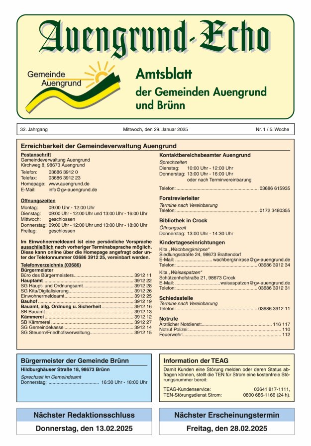 Auengrund-Echo Titelblatt 01/2025