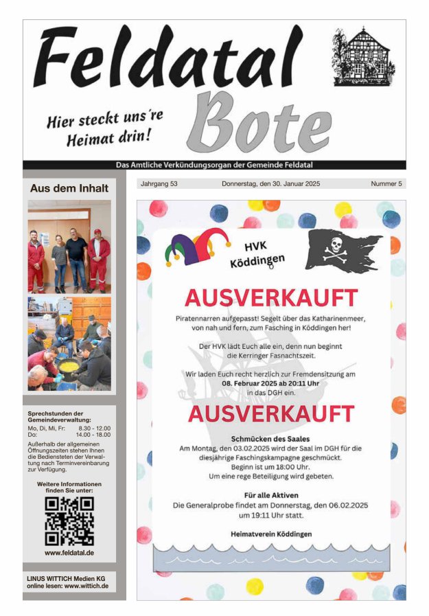 Das Amtliche Verkündungsorgan der Gemeinde Feldatal Titelblatt 05/2025