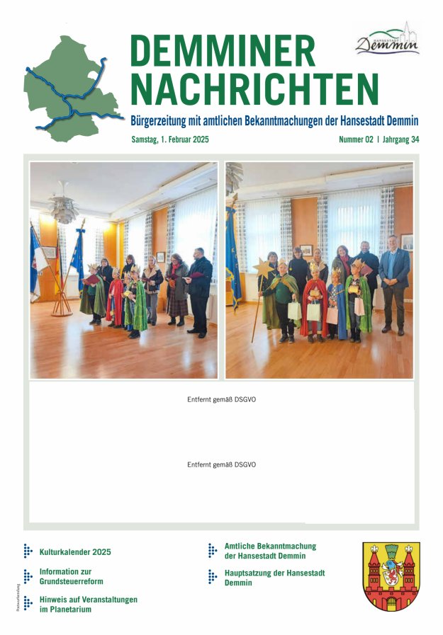 Demminer Nachrichten Titelblatt 02/2025