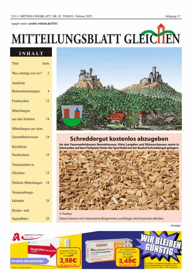 Mitteilungsblatt Gleichen Titelblatt 03/2025