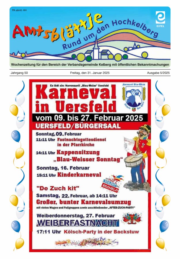 Amtsblättje - Rund um den Hochkelberg Titelblatt 05/2025
