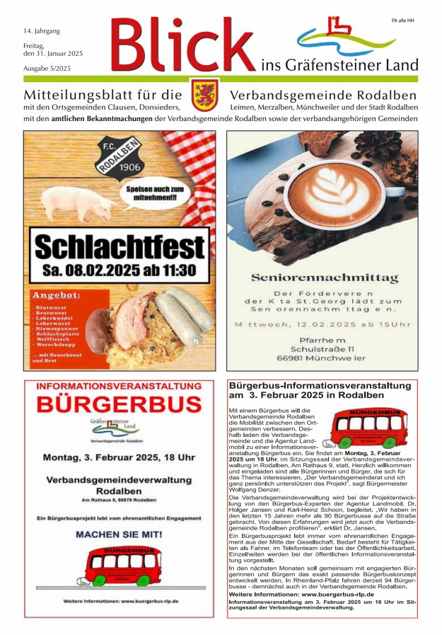 Blick ins Gräfensteiner Land VG Rodalben Titelblatt 05/2025