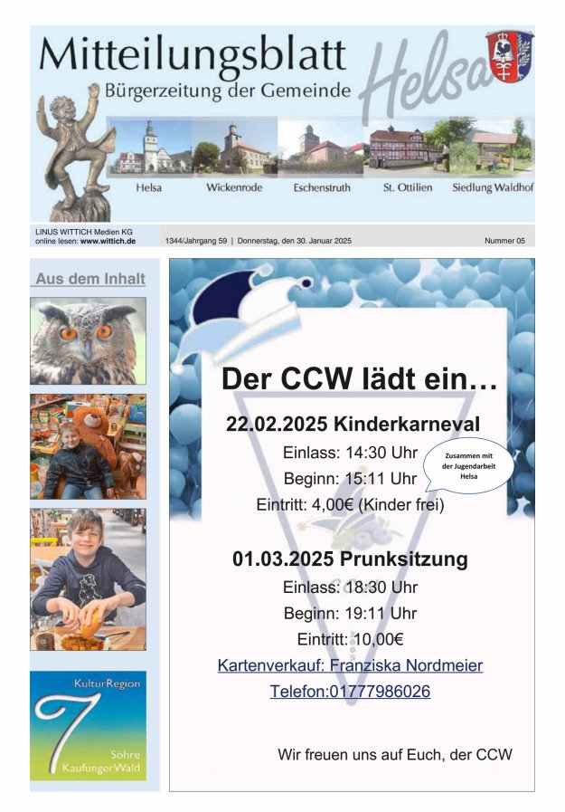 Mitteilungsblatt Helsa Titelblatt 05/2025