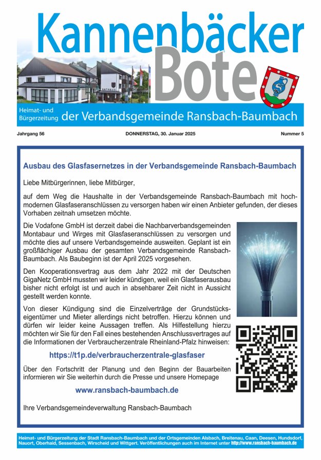Kannenbäcker-Bote der Verbandsgemeinde Ransbach-Baumbach Titelblatt 05/2025