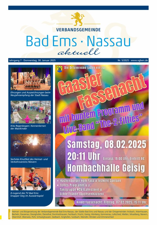 Bad Ems-Nassau aktuell Ausgabe Nassau Titelblatt 05/2025