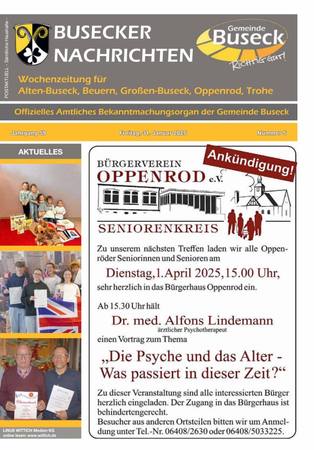 Busecker Nachrichten Titelblatt 05/2025