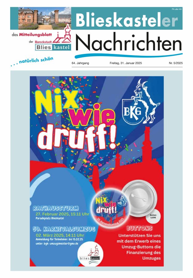 Blieskasteler Nachrichten  Titelblatt 05/2025